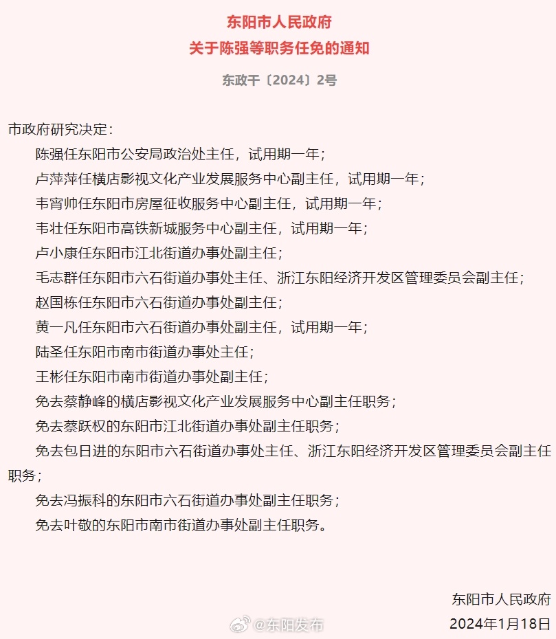 东阳街道最新人事任命，塑造未来，激发新活力